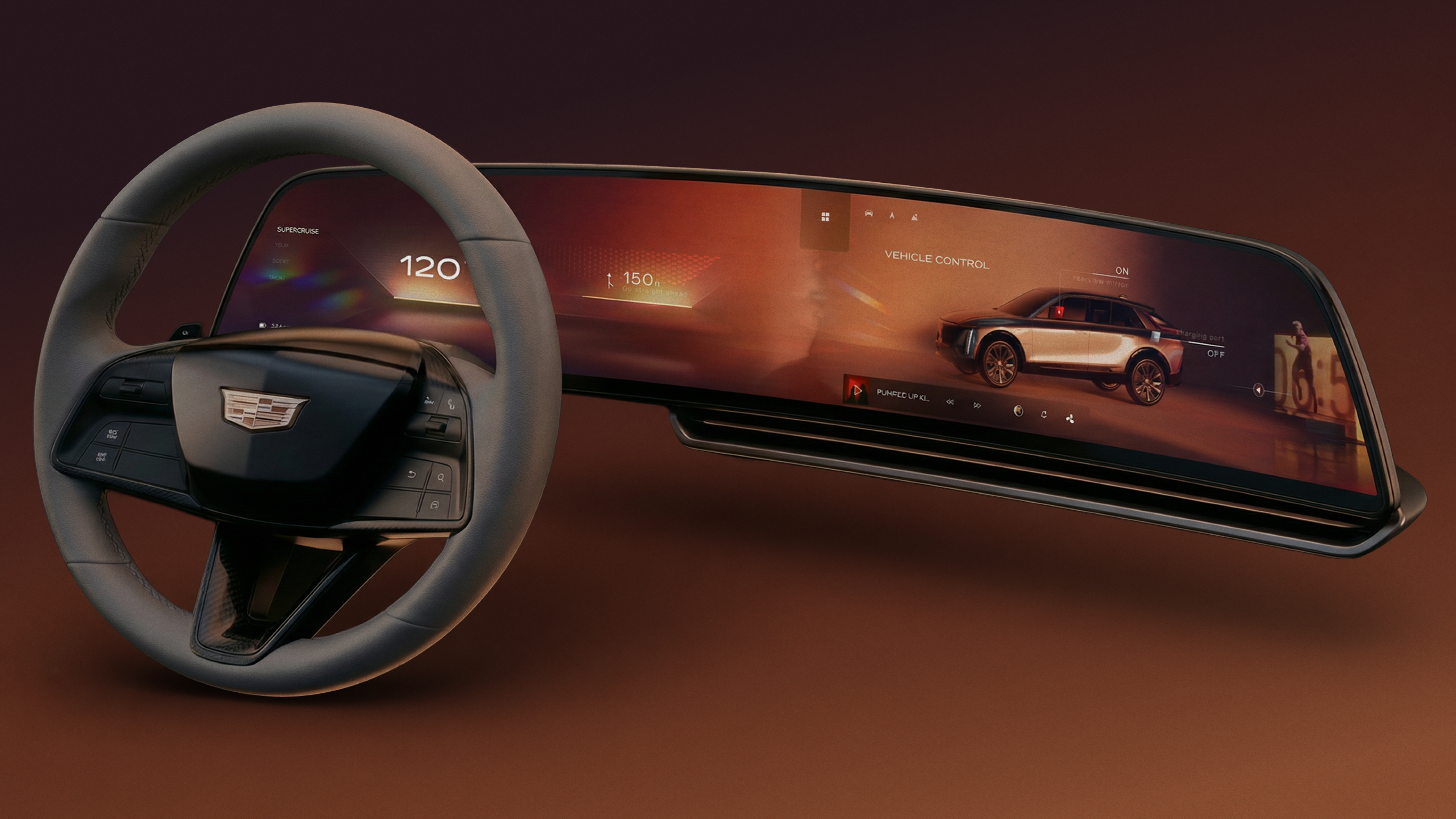Cadillac LYRIQ concept display and steering wheel